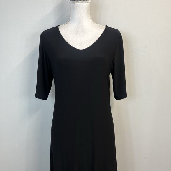 Attitudes by Renee Classic Black Dress sz Medium Pet Long Slinky Stretch Modest - Picture 3 of 10